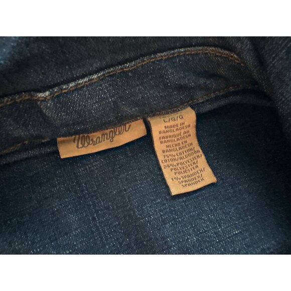 Wrangler Jean Vest Oversized Red Paisley Pattern Across Shoulders Vintage Large - Picture 5 of 5